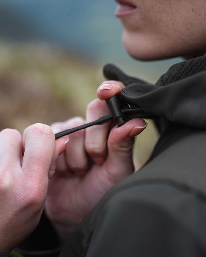 Green Coloured Hoggs of Fife Womens Ardross 4-Way Active Jacket on blur background 