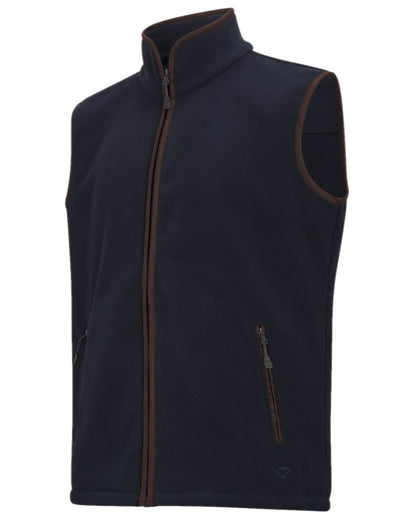 Navy Coloured Hoggs of Fife Woodhall Fleece Gilet on white background 