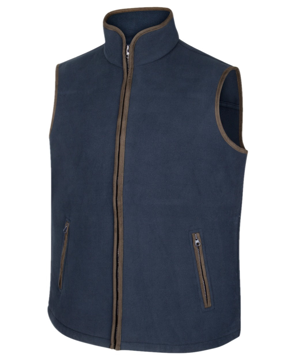 Navy Coloured Hoggs of Fife Woodhall Fleece Gilet on white background 