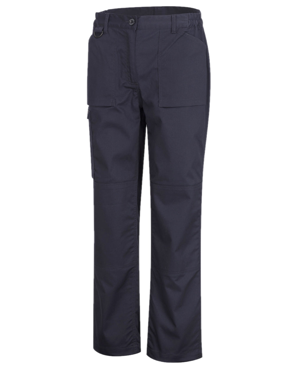 Navy Coloured Hoggs of Fife WorkHogg Ladies Stretch Trousers on white background 