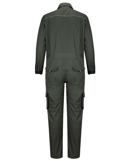 Spruce Black Coloured Hoggs of Fife Workhogg Zipped Cotton Coverall on white background 