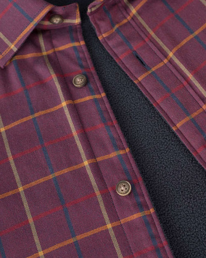 Hoggs Of Fife Bramble Micro-Fleece Lined Shirt Wine Check