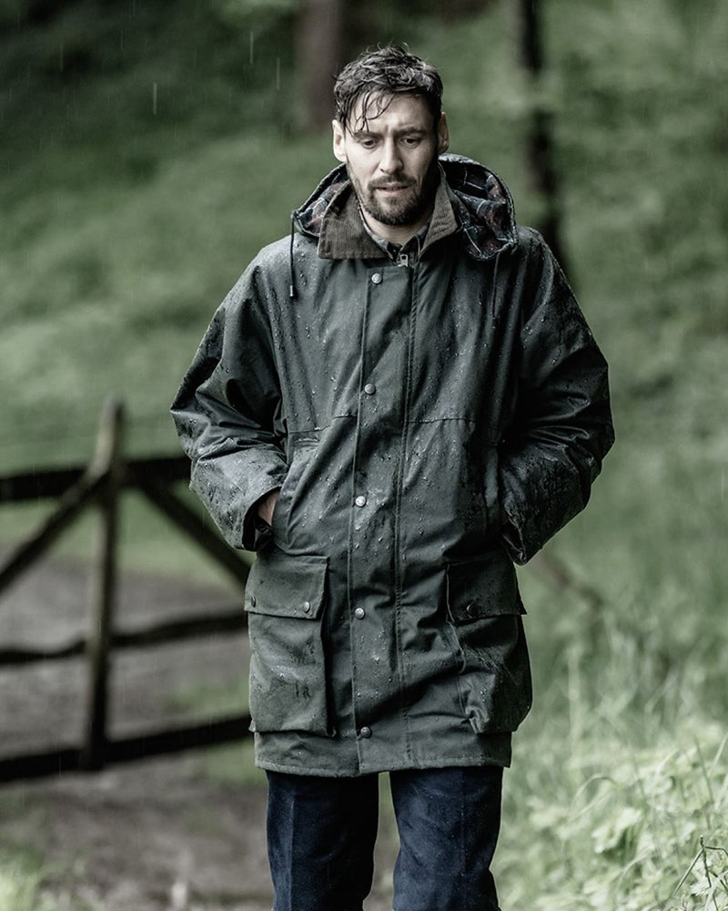 Hoggs of Fife Woodsman Waxed Jacket in Olive