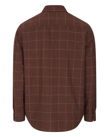 Rust coloured Hoggs of Fife Harris Cotton Wool Twill Check Shirt on white background 