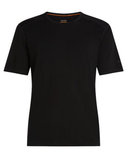Black Coloured Icebreaker Mens Merino 200 Oasis Crew Short Sleeve Thermal Top on white background 