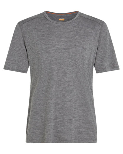 Gritstone Heather Coloured Icebreaker Mens Merino 200 Oasis Crew Short Sleeve Thermal Top on white background 