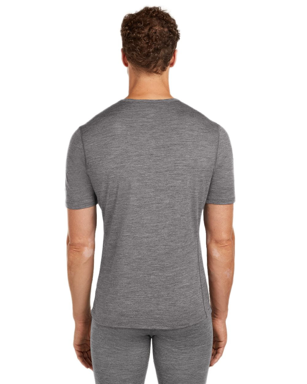 Gritstone Heather Coloured Icebreaker Mens Merino 200 Oasis Crew Short Sleeve Thermal Top on white background 