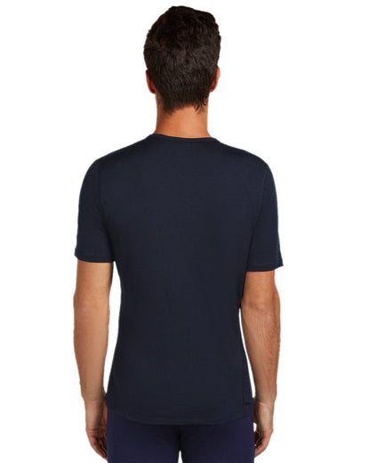 Midnight Navy Coloured Icebreaker Mens Merino 200 Oasis Crew Short Sleeve Thermal Top on white background 