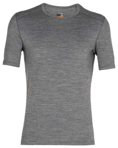 Gritstone Heather Coloured Icebreaker Mens Merino 200 Oasis Crewe Short Sleeve Thermal Top on white background 
