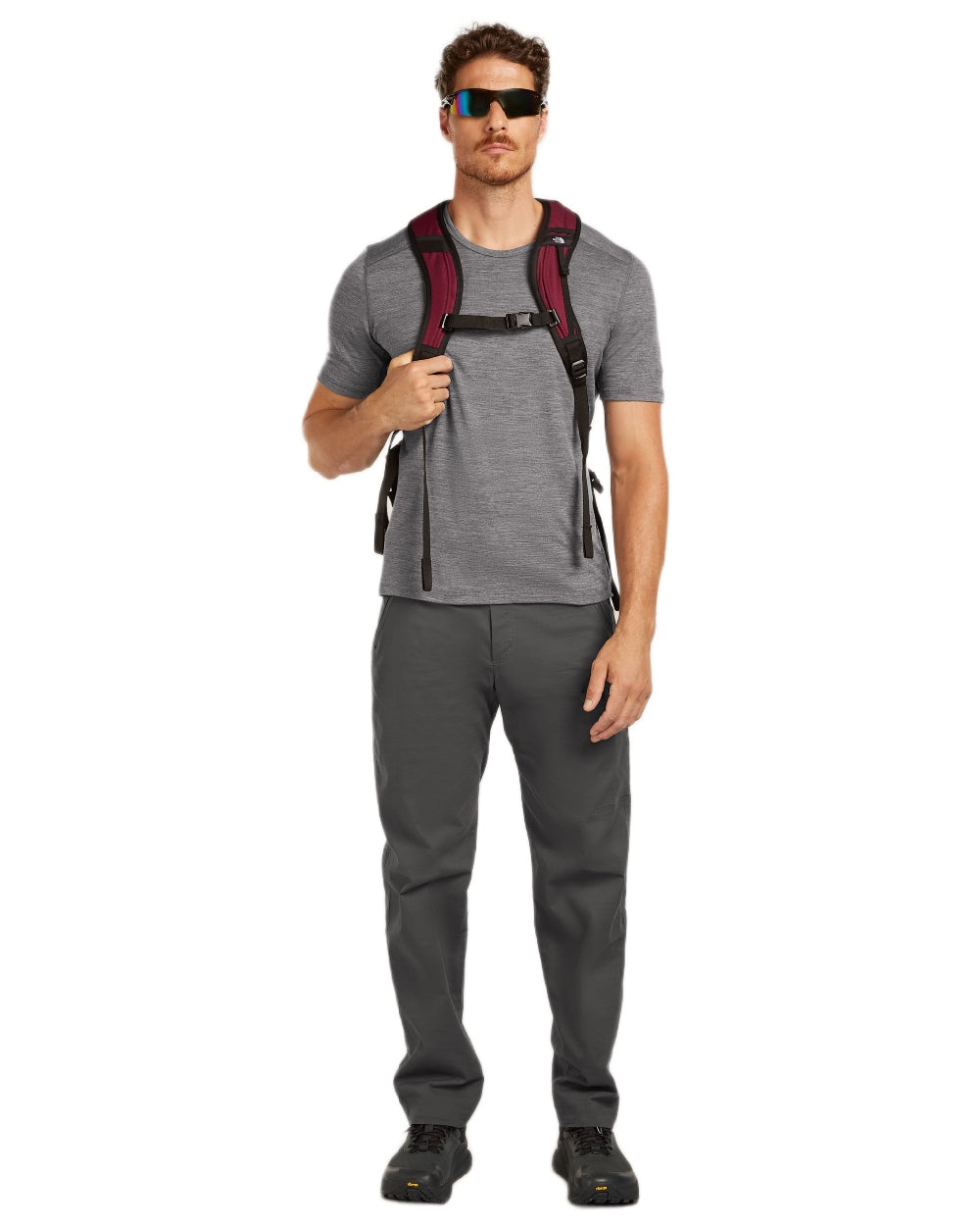 Gritstone Heather Coloured Icebreaker Mens Merino 200 Oasis Crewe Short Sleeve Thermal Top on white background 