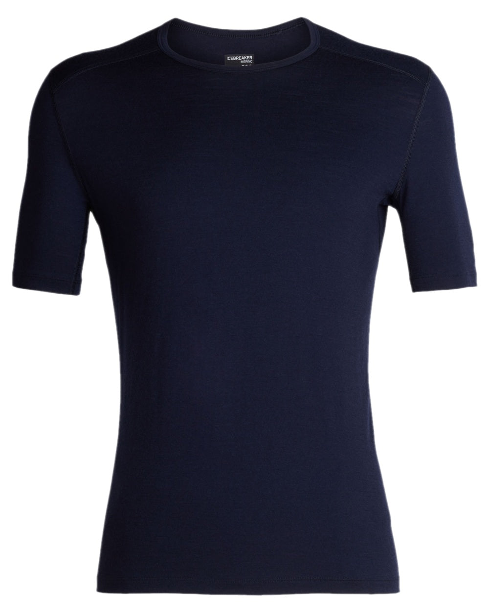 Midnight Navy Coloured Icebreaker Mens Merino 200 Oasis Crewe Short Sleeve Thermal Top on white background 