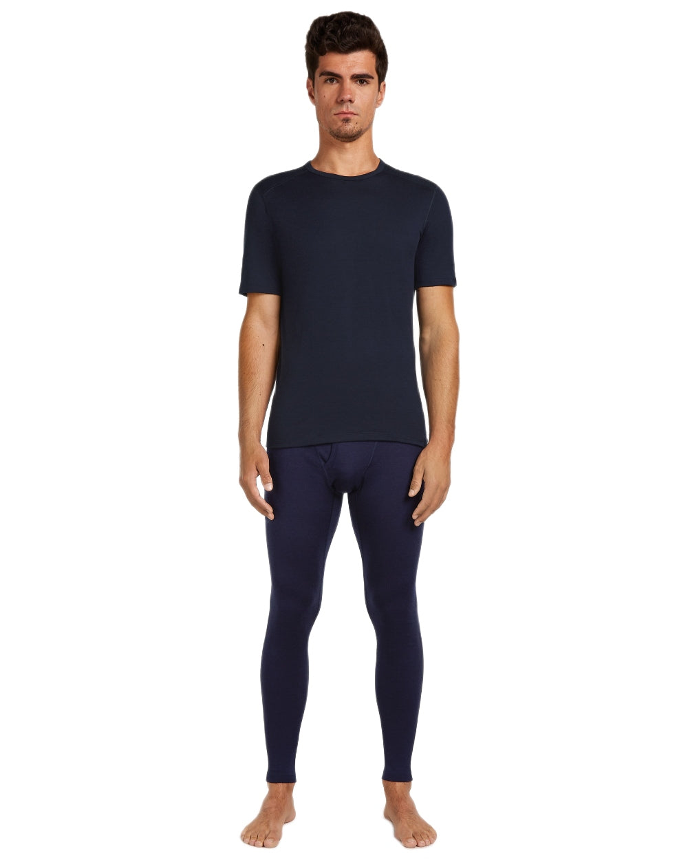 Midnight Navy Coloured Icebreaker Mens Merino 200 Oasis Crewe Short Sleeve Thermal Top on white background 