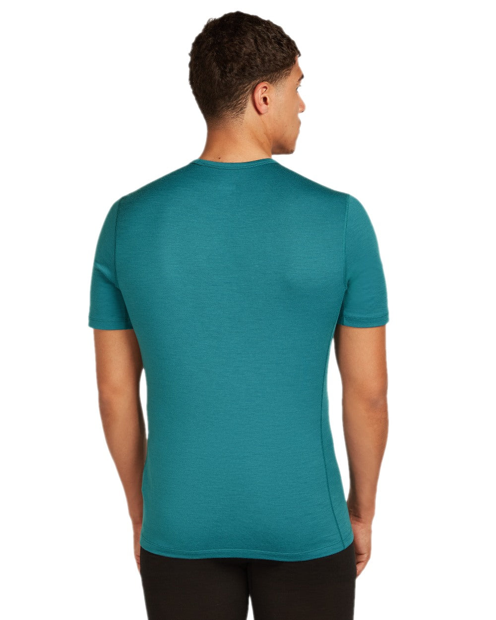 Topaz Coloured Icebreaker Mens Merino 200 Oasis Crewe Short Sleeve Thermal Top on white background 