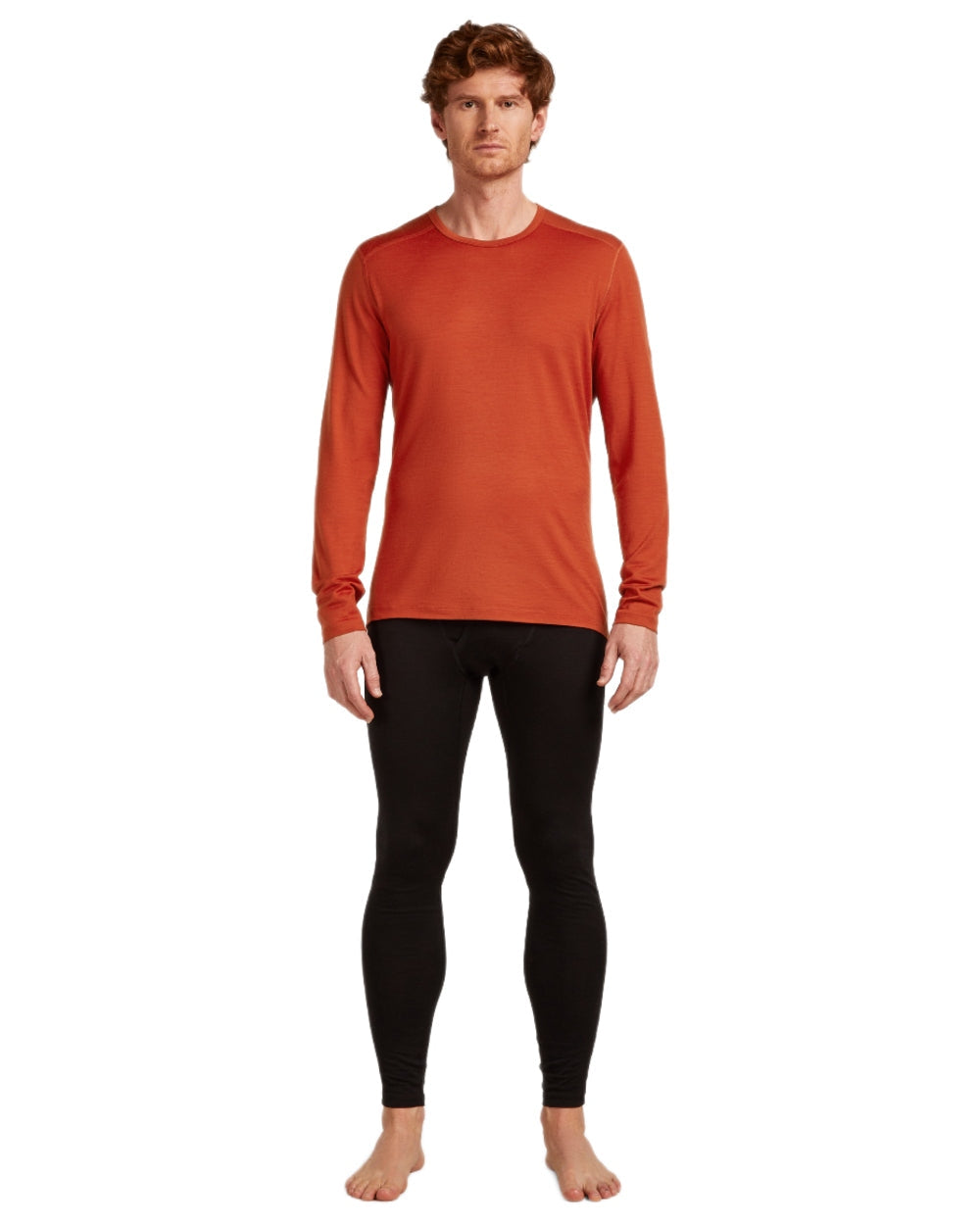 Agate Coloured Icebreaker Mens Merino 200 Oasis Crewe Thermal Top on white background 