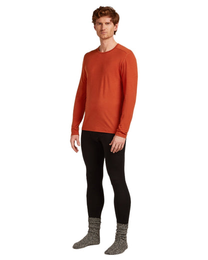 Agate Coloured Icebreaker Mens Merino 200 Oasis Crewe Thermal Top on white background 