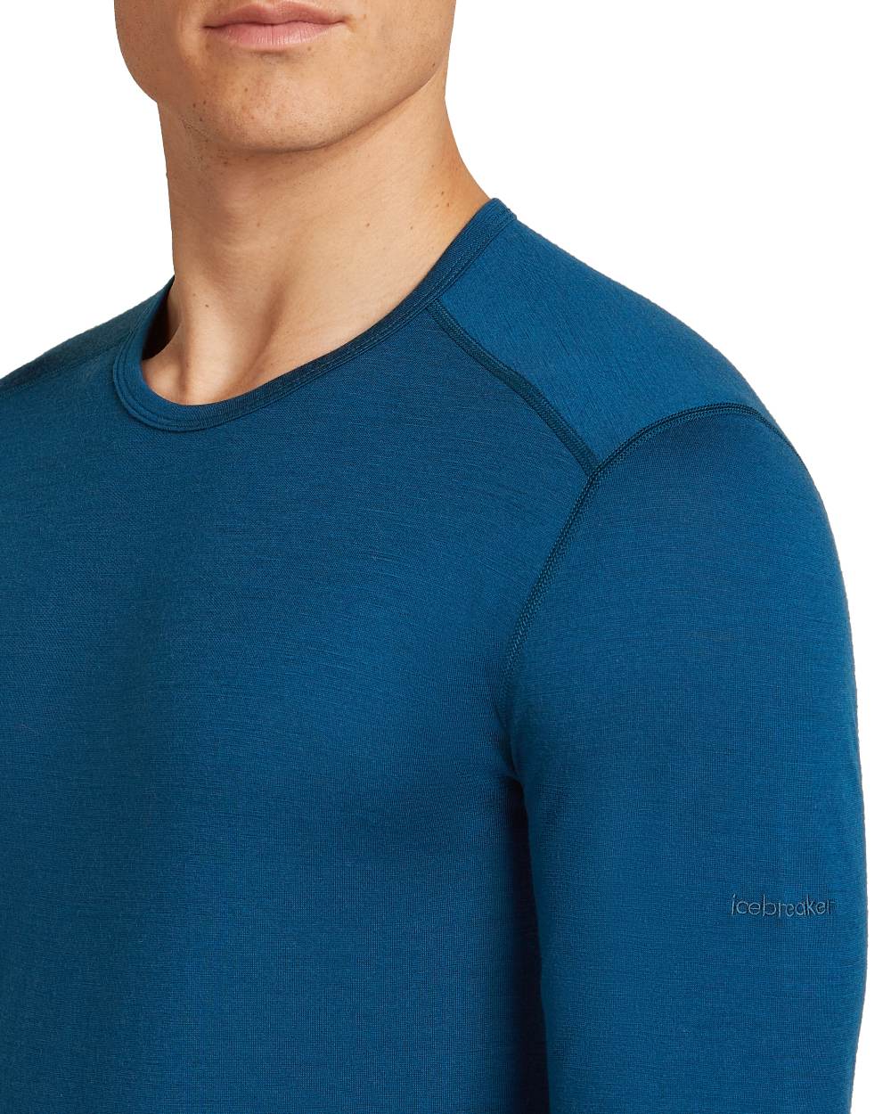 Atlantis Coloured Icebreaker Mens Merino 200 Oasis Crewe Thermal Top on white background 