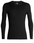 Black Coloured Icebreaker Mens Merino 200 Oasis Crewe Thermal Top on white background 