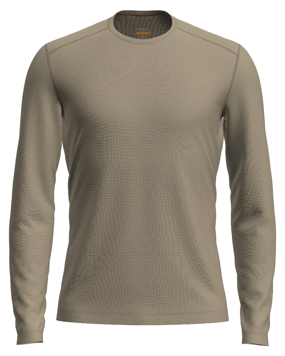 Flagstone Coloured Icebreaker Mens Merino 200 Oasis Crewe Thermal Top on white background 
