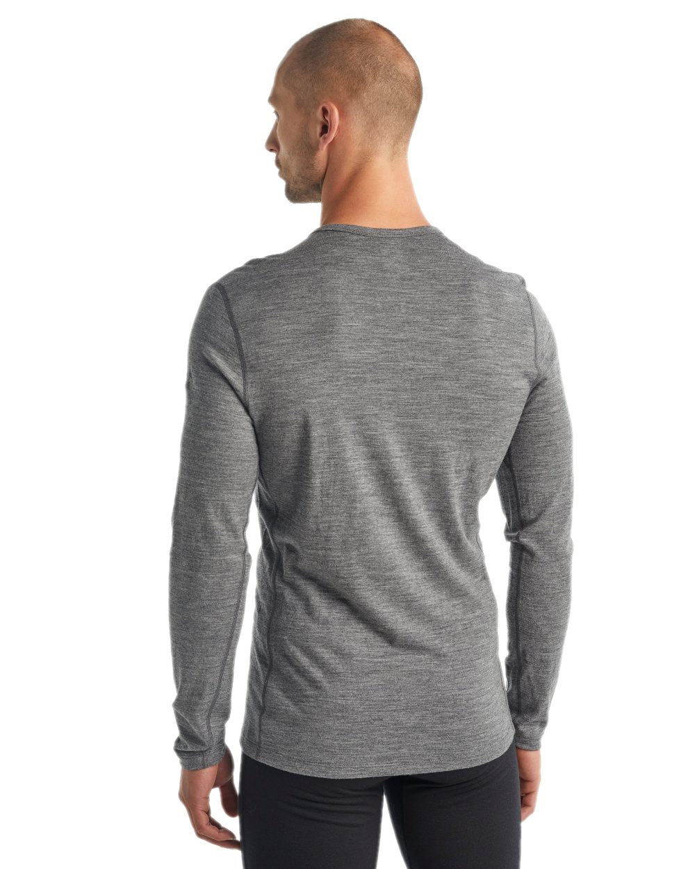 Gritstone Heather Coloured Icebreaker Mens Merino 200 Oasis Crewe Thermal Top on white background 