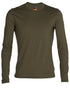 Loden Coloured Icebreaker Mens Merino 200 Oasis Crewe Thermal Top on white background 