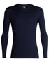 Midnight Navy Coloured Icebreaker Mens Merino 200 Oasis Crewe Thermal Top on white background 