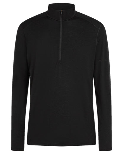 Black Coloured Icebreaker Mens Merino 200 Oasis Half Zip Thermal Top on white background 