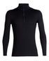 Black Coloured Icebreaker Mens Merino 200 Oasis Half Zip Thermal Top on white background 