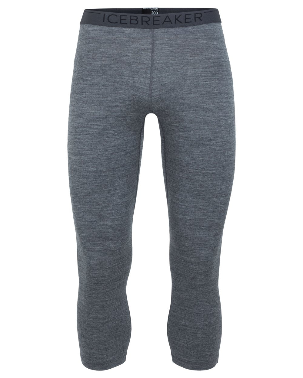 Gritstone Heather coloured Icebreaker Mens Merino 200 Oasis Mid Calf Thermal Leggings on white background 