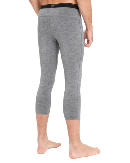 Gritstone Heather coloured Icebreaker Mens Merino 200 Oasis Mid Calf Thermal Leggings on white background 