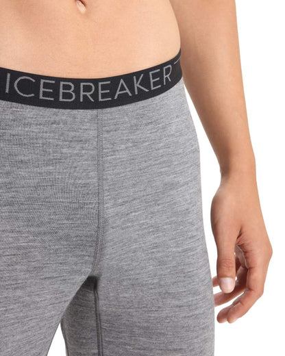 Gritstone Heather Coloured Icebreaker Mens Merino 200 Oasis Thermal Leggings on white background 