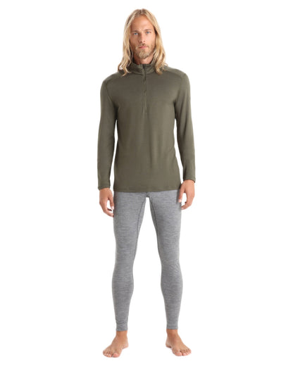 Gritstone Heather Coloured Icebreaker Mens Merino 200 Oasis Thermal Leggings on white background 