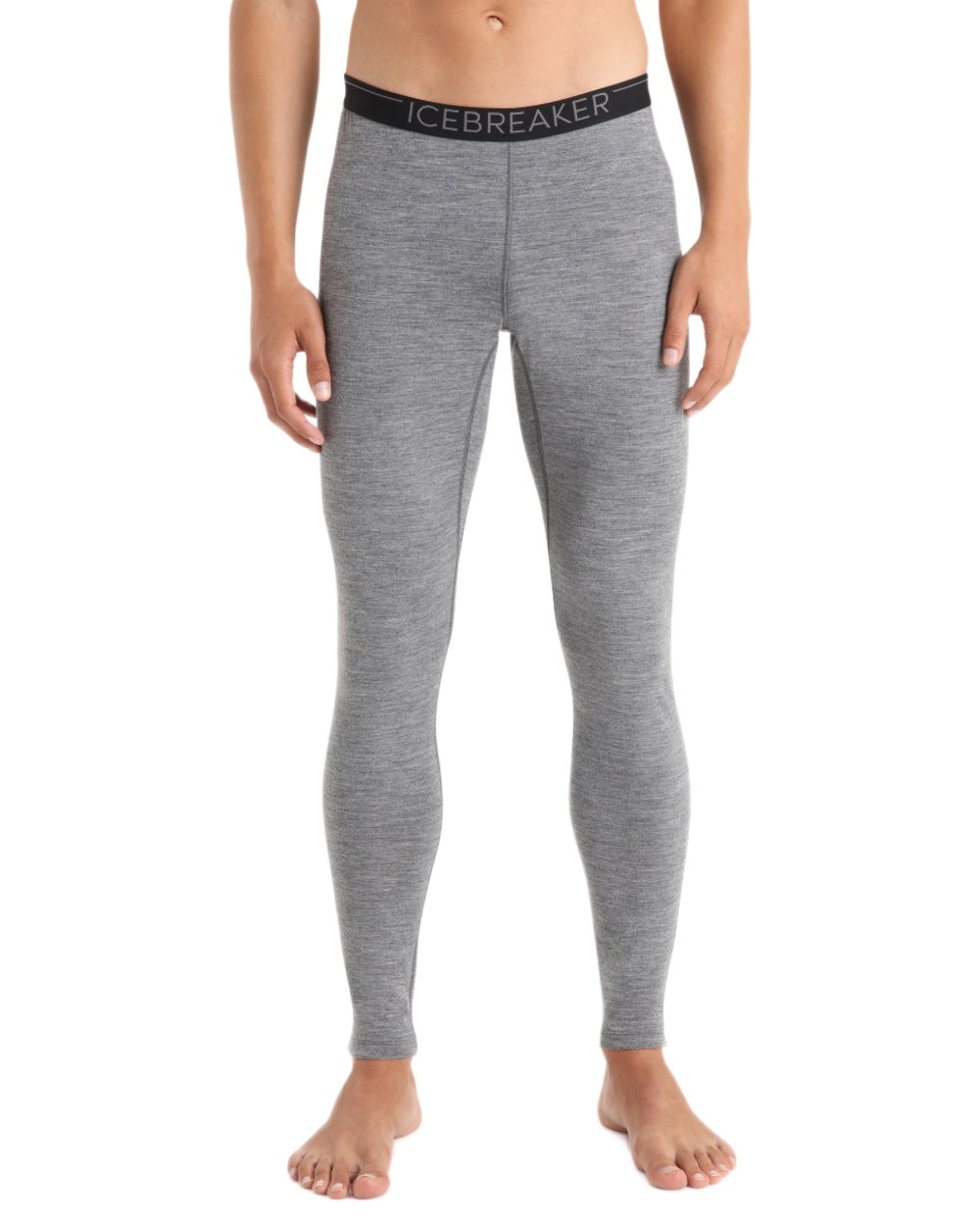 Gritstone Heather Coloured Icebreaker Mens Merino 200 Oasis Thermal Leggings on white background 