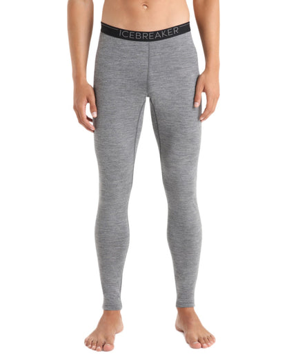 Gritstone Heather Coloured Icebreaker Mens Merino 200 Oasis Thermal Leggings on white background 