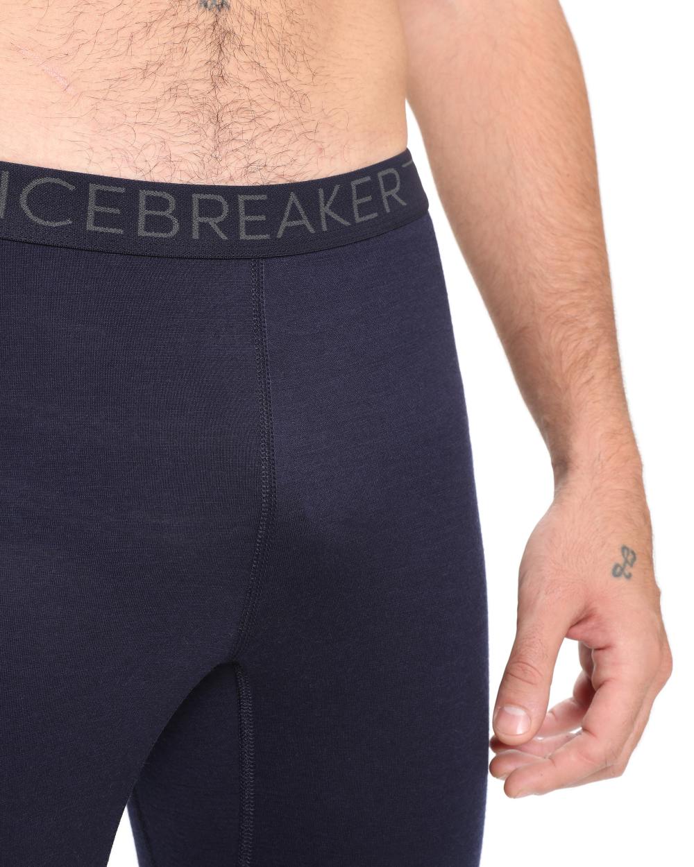 Midnight Navy Coloured Icebreaker Mens Merino 200 Oasis Thermal Leggings on white background 