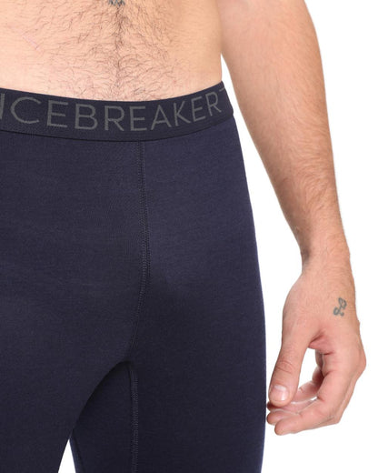 Midnight Navy Coloured Icebreaker Mens Merino 200 Oasis Thermal Leggings on white background 