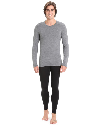 Gritstone Heather Coloured Icebreaker Mens Merino 260 Tech Crewe Thermal Top on white background 