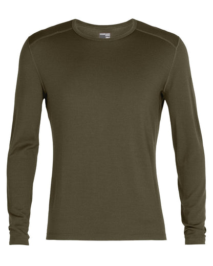 Loden Coloured Icebreaker Mens Merino 260 Tech Crewe Thermal Top on white background 