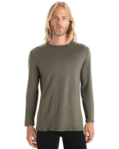 Loden Coloured Icebreaker Mens Merino 260 Tech Crewe Thermal Top on white background 