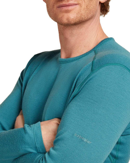 Topaz Coloured Icebreaker Mens Merino 260 Tech Crewe Thermal Top on white background 