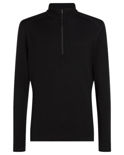 Black Coloured Icebreaker Mens Merino 260 Tech Half Zip Thermal Top on white background 