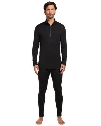 Black Coloured Icebreaker Mens Merino 260 Tech Half Zip Thermal Top on white background 