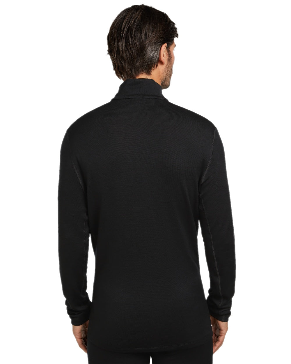 Black Coloured Icebreaker Mens Merino 260 Tech Half Zip Thermal Top on white background 