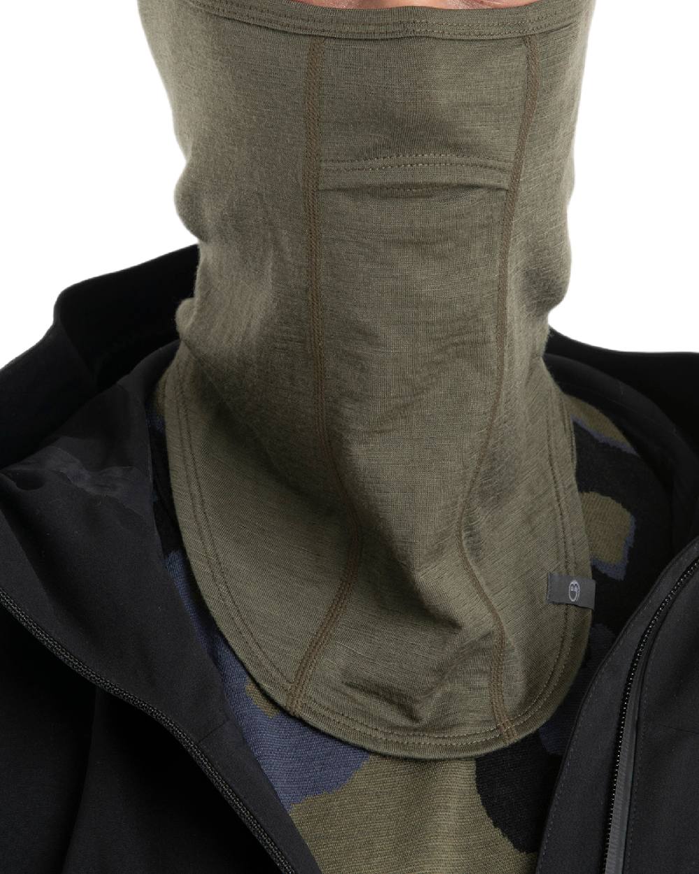 Loden Coloured Icebreaker Merino 200 Oasis Balaclava on white background 