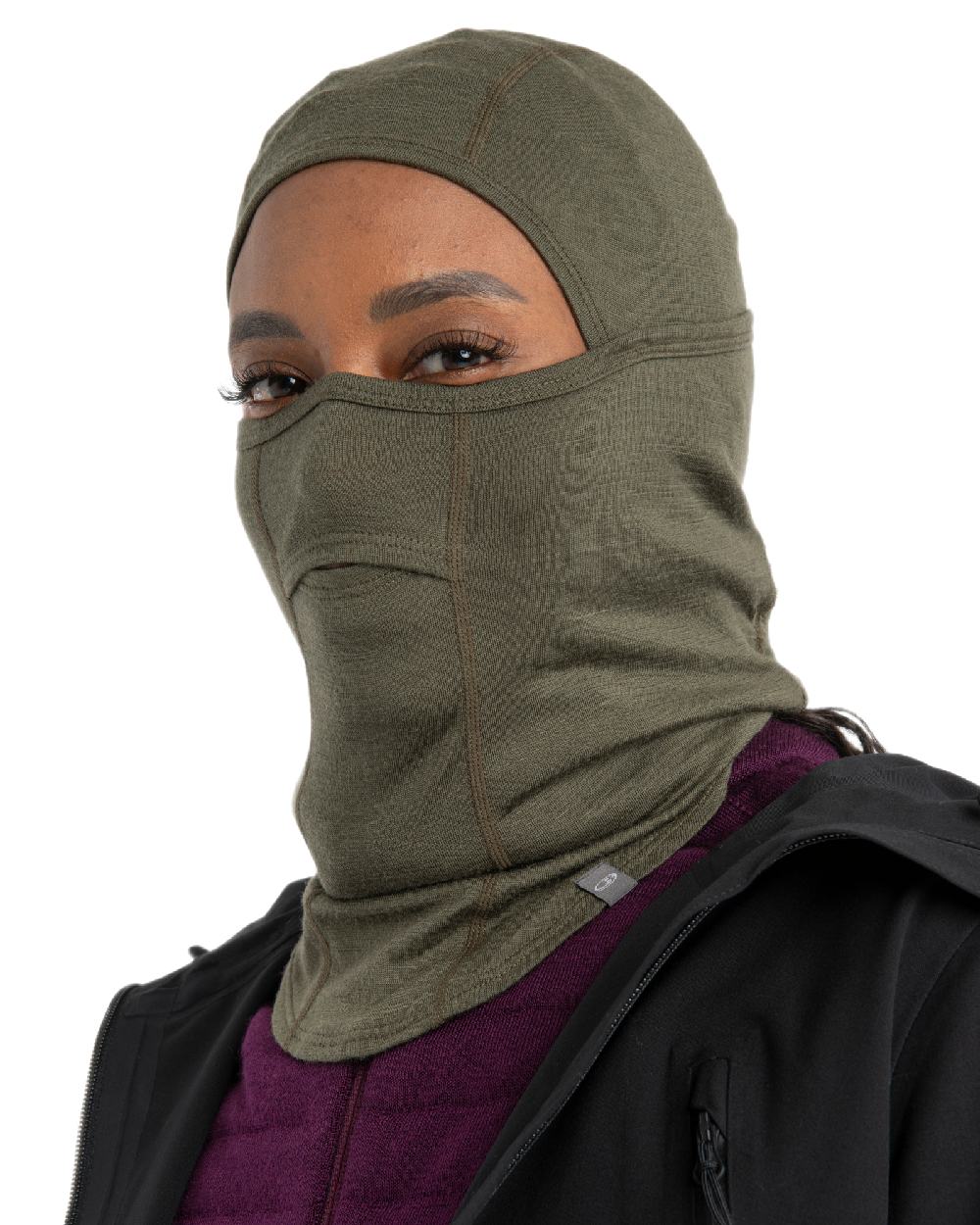 Loden Coloured Icebreaker Merino 200 Oasis Balaclava on white background 