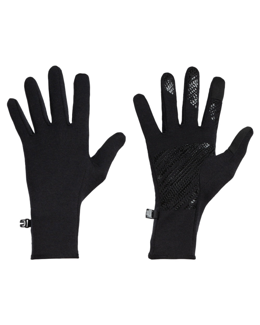 Black coloured Icebreaker Merino 260 Quantum Gloves on white background 