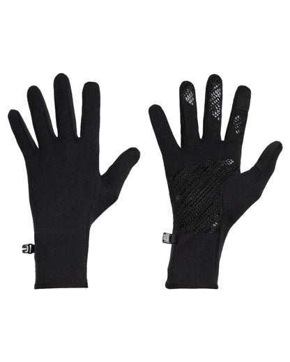 Black coloured Icebreaker Merino 260 Quantum Gloves on white background 
