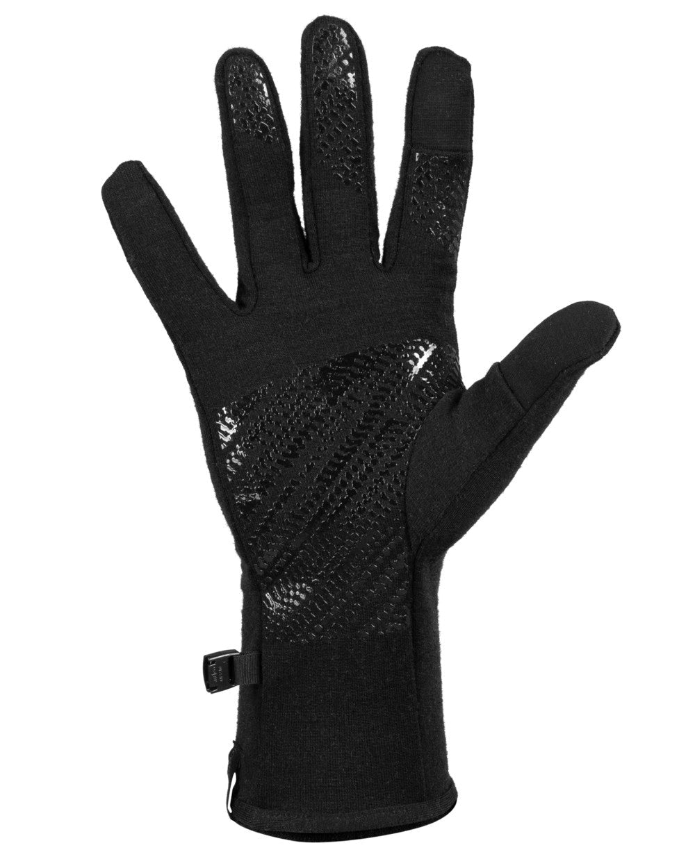 Black coloured Icebreaker Merino 260 Quantum Gloves on white background 