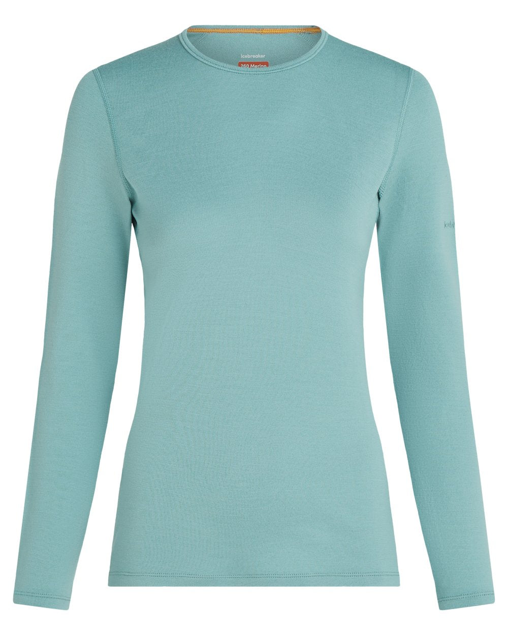 Hydro Coloured Icebreaker Womens 260 Tech Crewe Thermal Top on white background 
