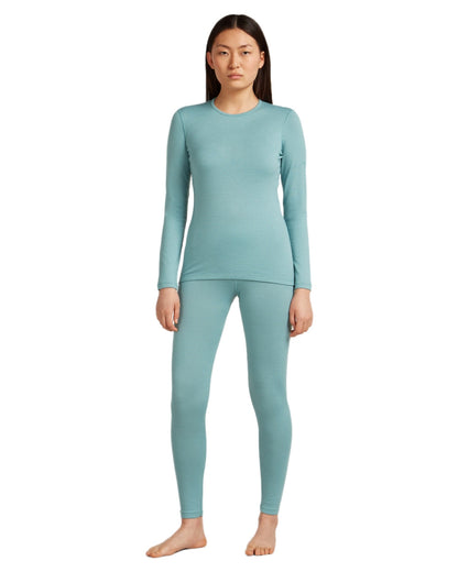 Hydro Coloured Icebreaker Womens 260 Tech Crewe Thermal Top on white background 