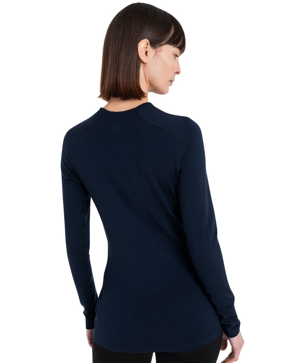 Midnight Navy Coloured Icebreaker Womens 260 Tech Crewe Thermal Top on white background 